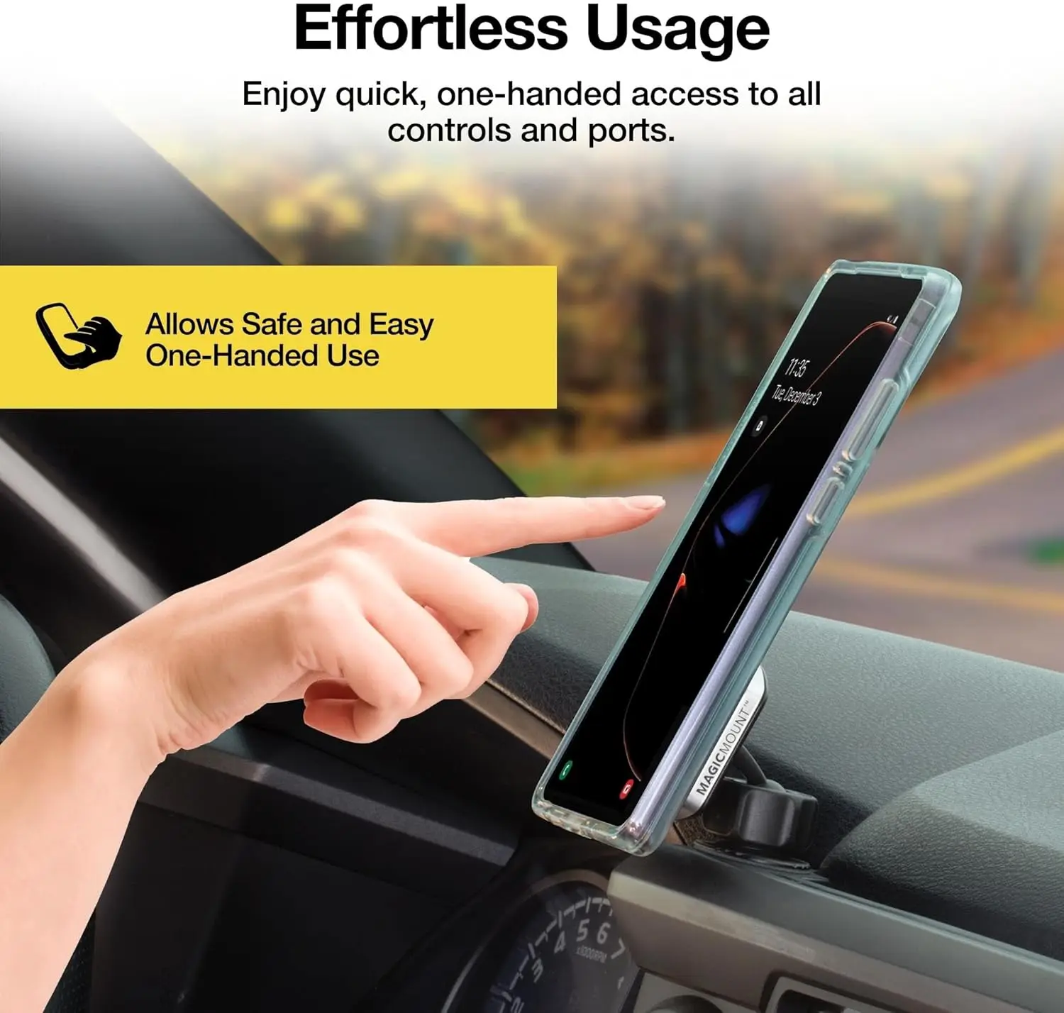 MPDB MagicMount Pro Magnetic Car Mount, 360° Adjustable, Strong Magnet, Fits iPhone, Samsung, Android – Non-MagSafe