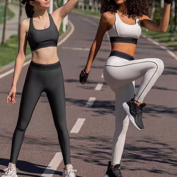 

al clothes yoga suit pilates women running waist lift hip sports fitness trousers shockproof bra two-piece set gym set women