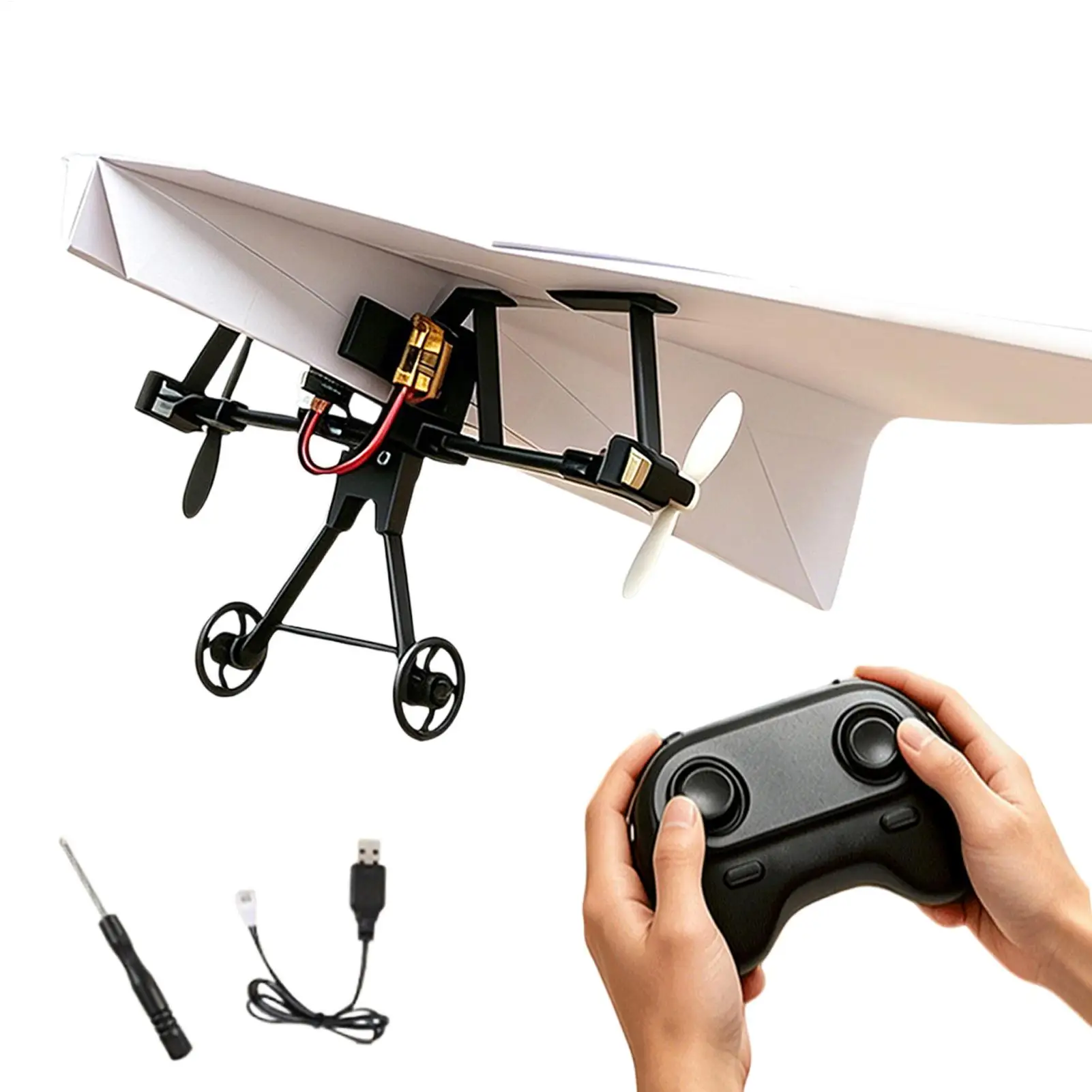 Paper Airplane Remote Control DIY Plane Toys Electric Remote Control Plane for Boys Girls Backyard Park Beach Camping School