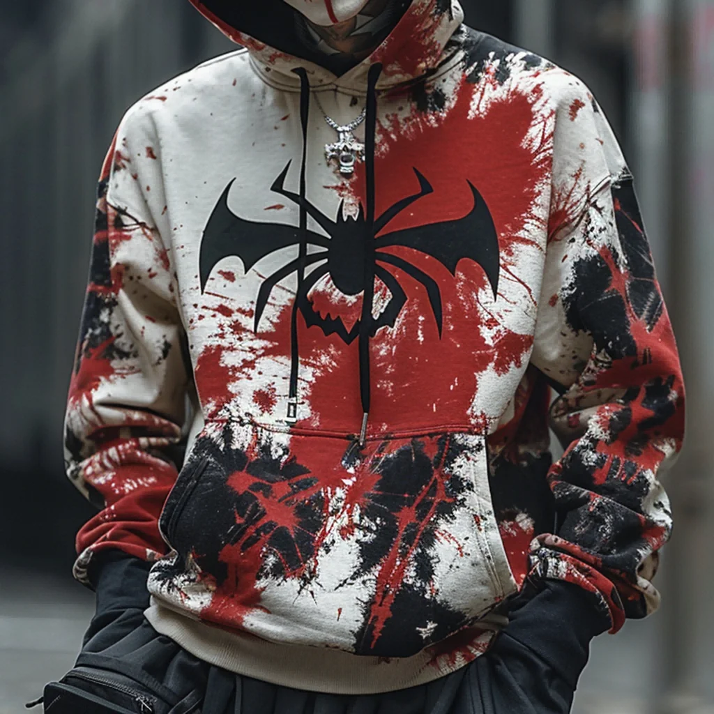 Men's casual plus size sportswear 2024 Halloween clown print pullover hooded sweatshirt Winter men's sportswear Gothic Gothic