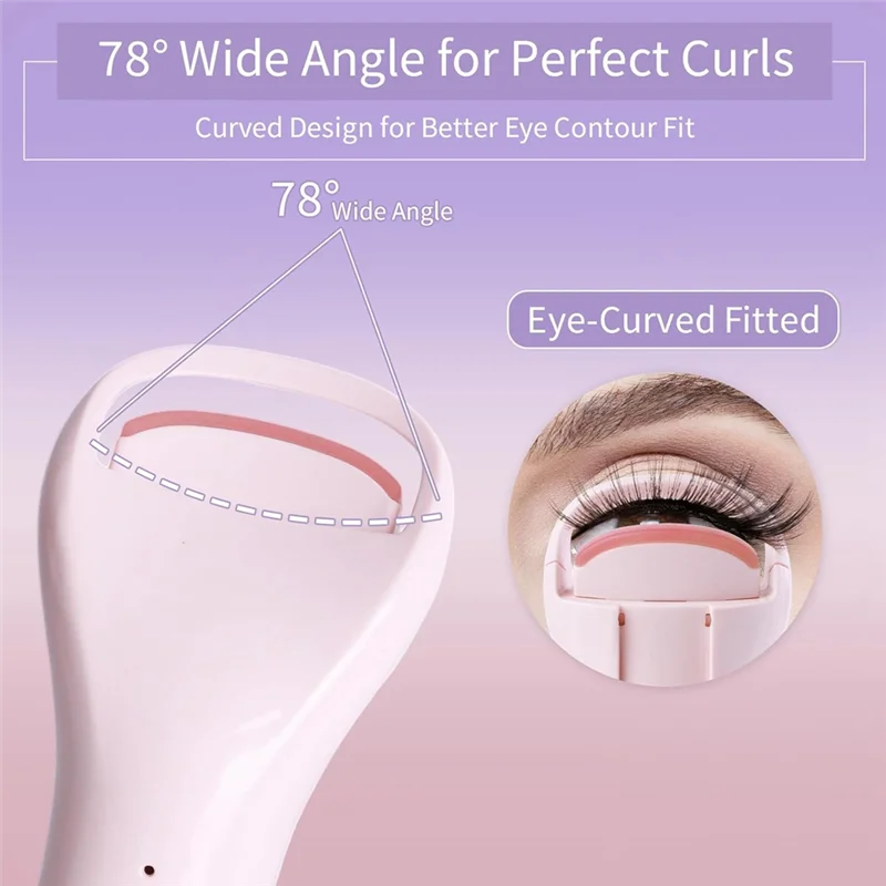 

AA01-3 Adjustable Temperature Heated Eyelash Curlers,Rechargeable Electric Dual-Arc Design Safe Gentle Pink