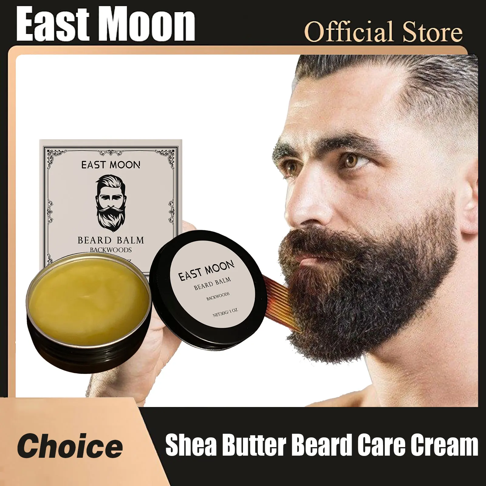 

East Moon Shea Butter Beard Care Cream Moisturizing Damaged Soothing Pain Removing Redness Softening Roots Charming Beard Balms