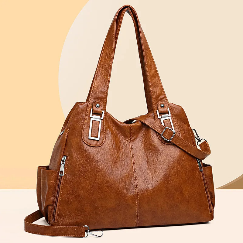 

Elegant European Style Soft Leather Tote Bag for Women Large Crossbody Shoulder Bag