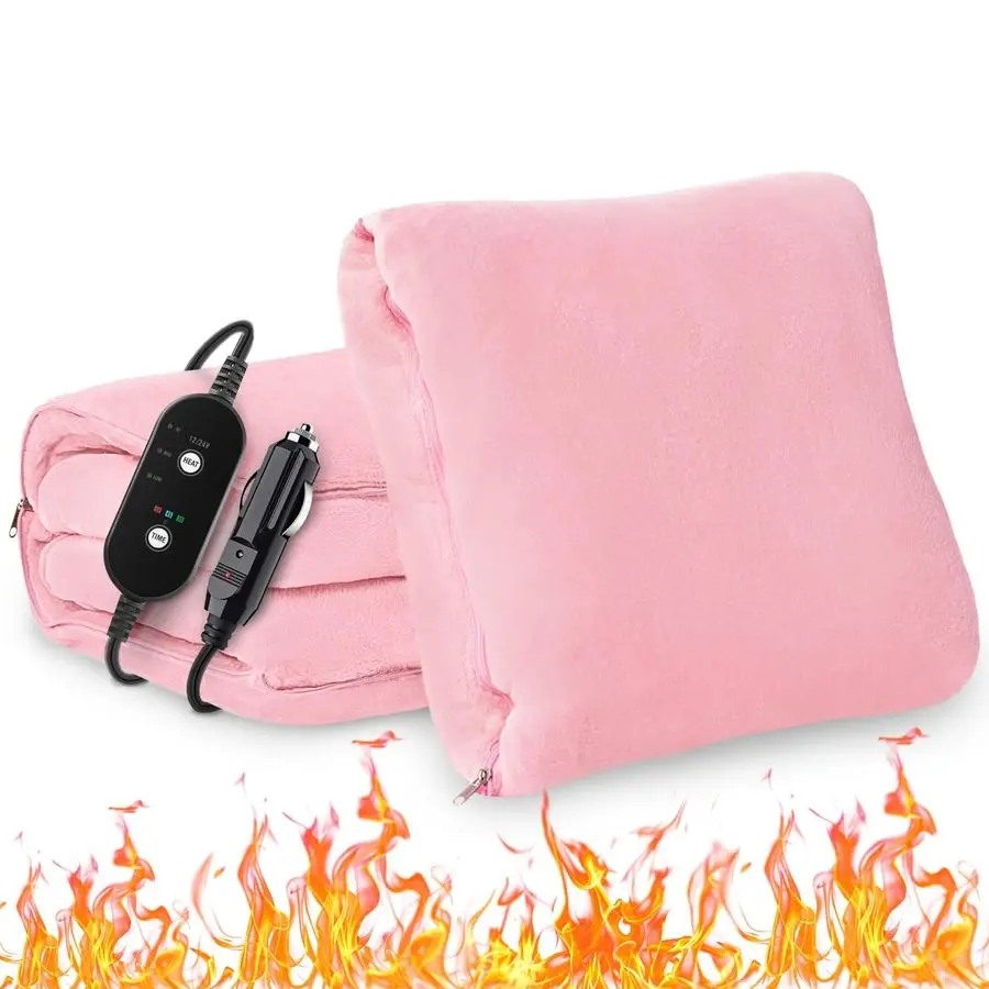 

Heated Blanket, 12 24V Portable Heated Blanket for Car, Machine Washable Flannel Travel Blanket, 3 Heating Levels, 60x44 Inches,