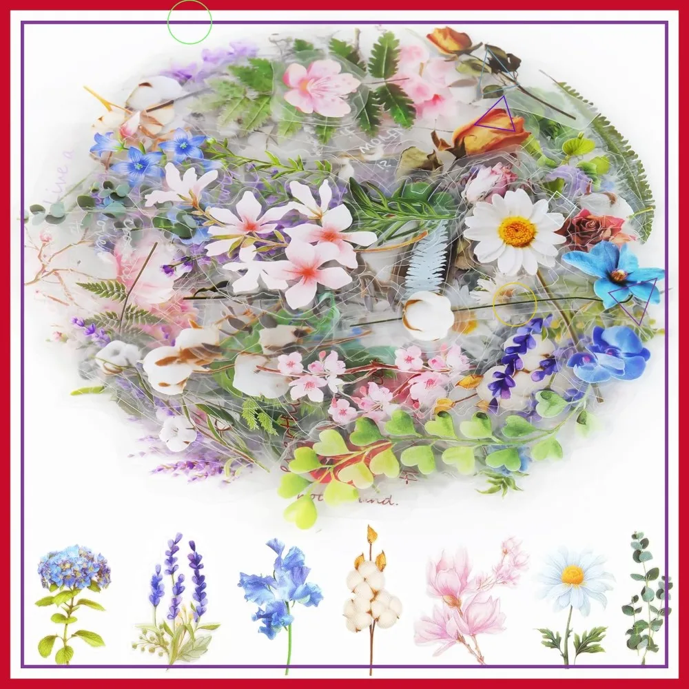 

160pcs Natural Flower Stickers for Scrapbooking, Self-Adhesive Transparent Decor for Cards, DIY Letters, Water Bottles