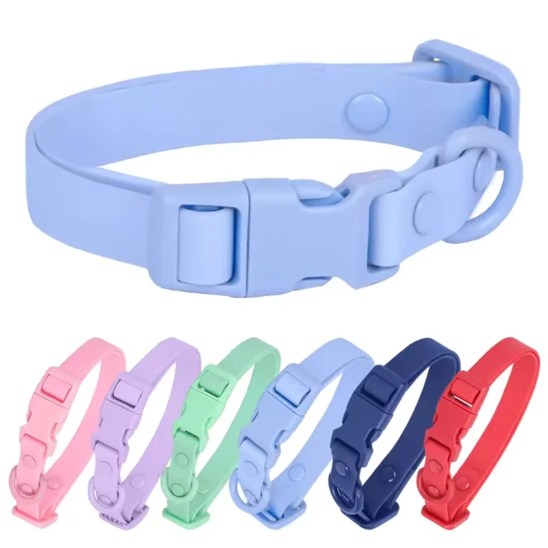 Macaron Color Cute Pet Cat Collar, Elastic Webbing Cat Collar Adjustable PVC Color Small Collar with Bells for Puppies and Cats