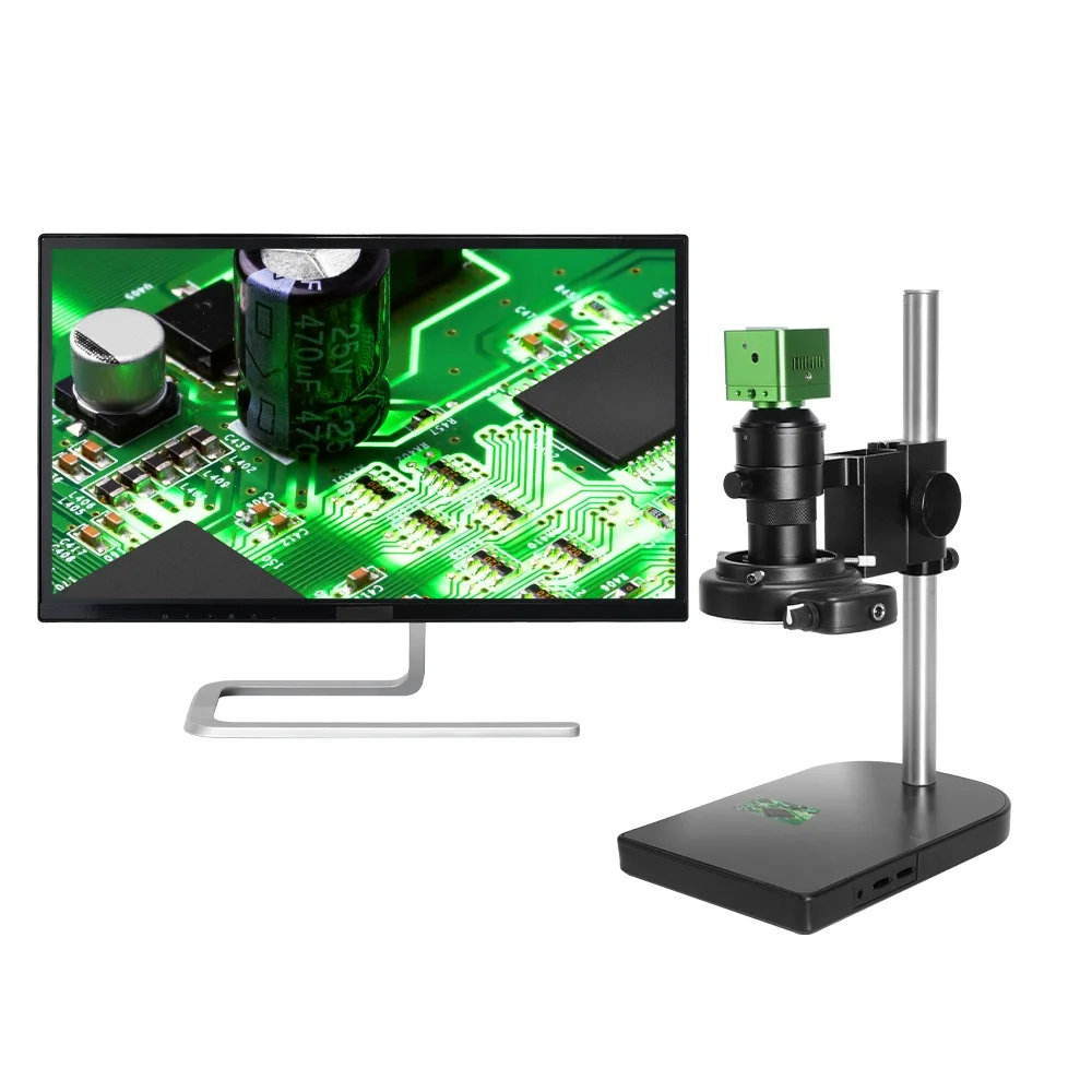 4K Digital Video Microscope Camera Adjustable 150X C Mount Len Zoom Stand 144 led ring lamp microscope for mobile repair