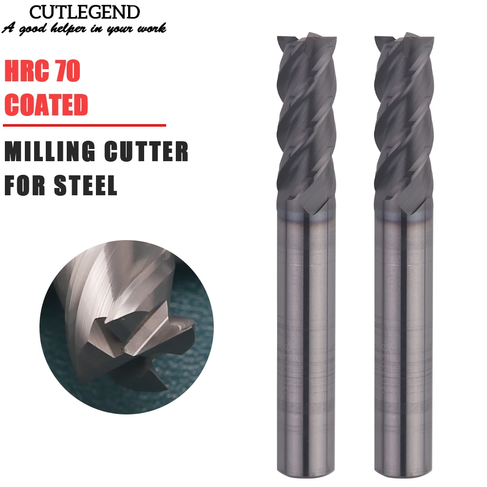 

CUTLEGEND HRC70 Steel End Mill CNC 2 Flutes 4 Flutes High hardness Carbide Milling Cutter Tools 1 to 20mm For Steel Copper