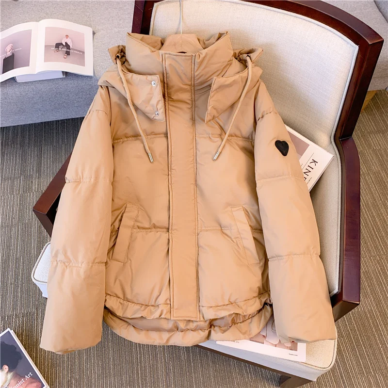 2023 giacca Oversize nera invernale da donna cappotto Oversize in cotone bianco spesso di alta qualità moda femminile parka larghi con cappuccio marrone