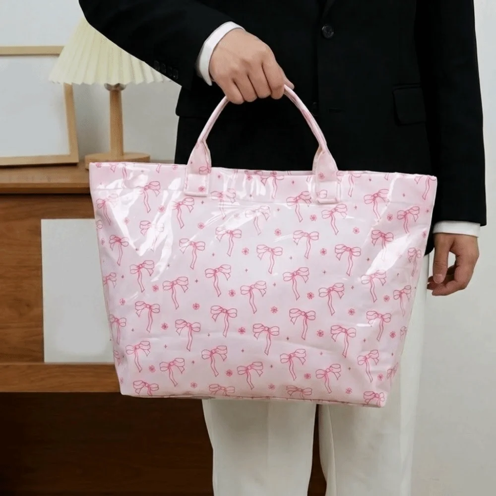 Portable Cherry PVC Tote Bag Leopard Print Waterproof Transparent Jelly Bag Beach Bag Shoulder Bag Armpit Bags Travel