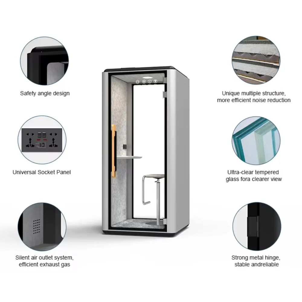 Interior Living Room Aluminum Frame Acoustic Privacy Meeting Pod Office Furniture Soundproof Cabin Telephone Booth