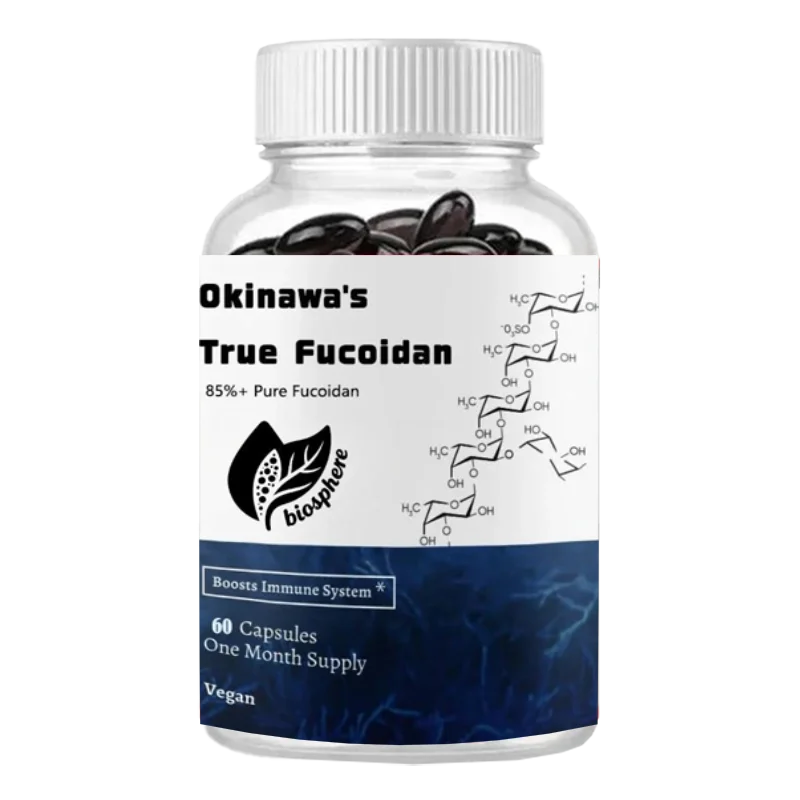 

Настоящий продукт Fucoidan 85%+, Blue Area — без ГМО, без глютена, вегетарианская, 60 капсул