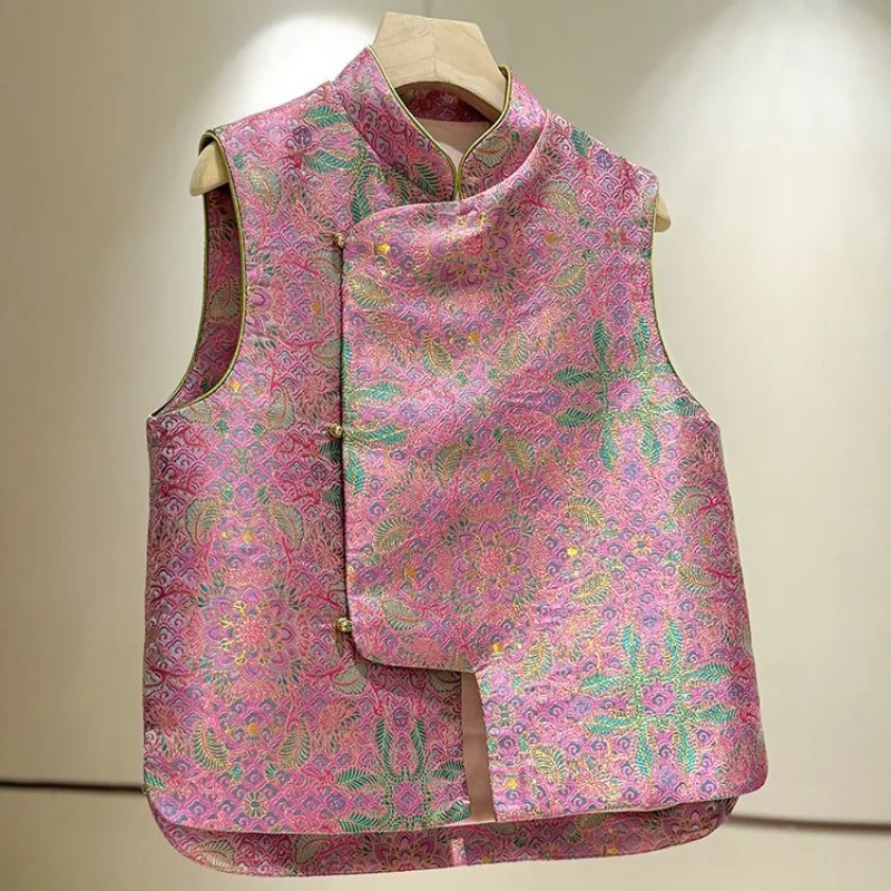 

Blouse Women's Autumn Stand-up Collar Vest Layering Retro Stylish New Chinese Style Waistcoat New Comfortable Casual Minimalist