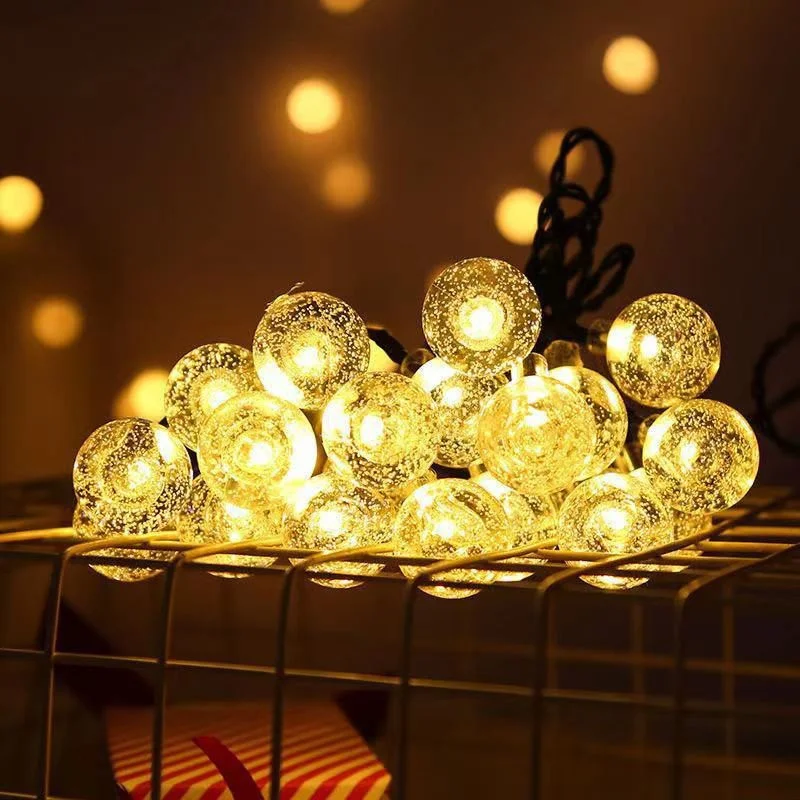 Solar Crystal Globe LED String Lights LED 8 trybów oświetlenia IP65 Fairy Light Christmas Garland For Garden Party Decor 1 szt./2 szt.