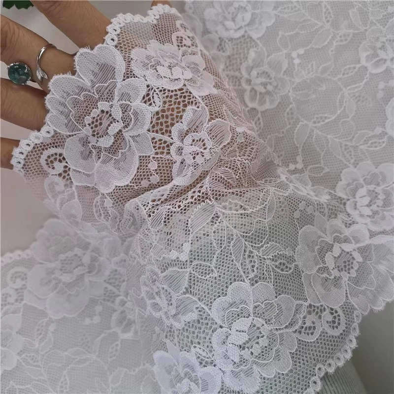2 Yards schwarzer und weißer Spitzenstoff, Blumenspitze, DIY-Ärmel, Rock, Dekoration, Kleidungszubehör, 18 cm breit – Detail 5
