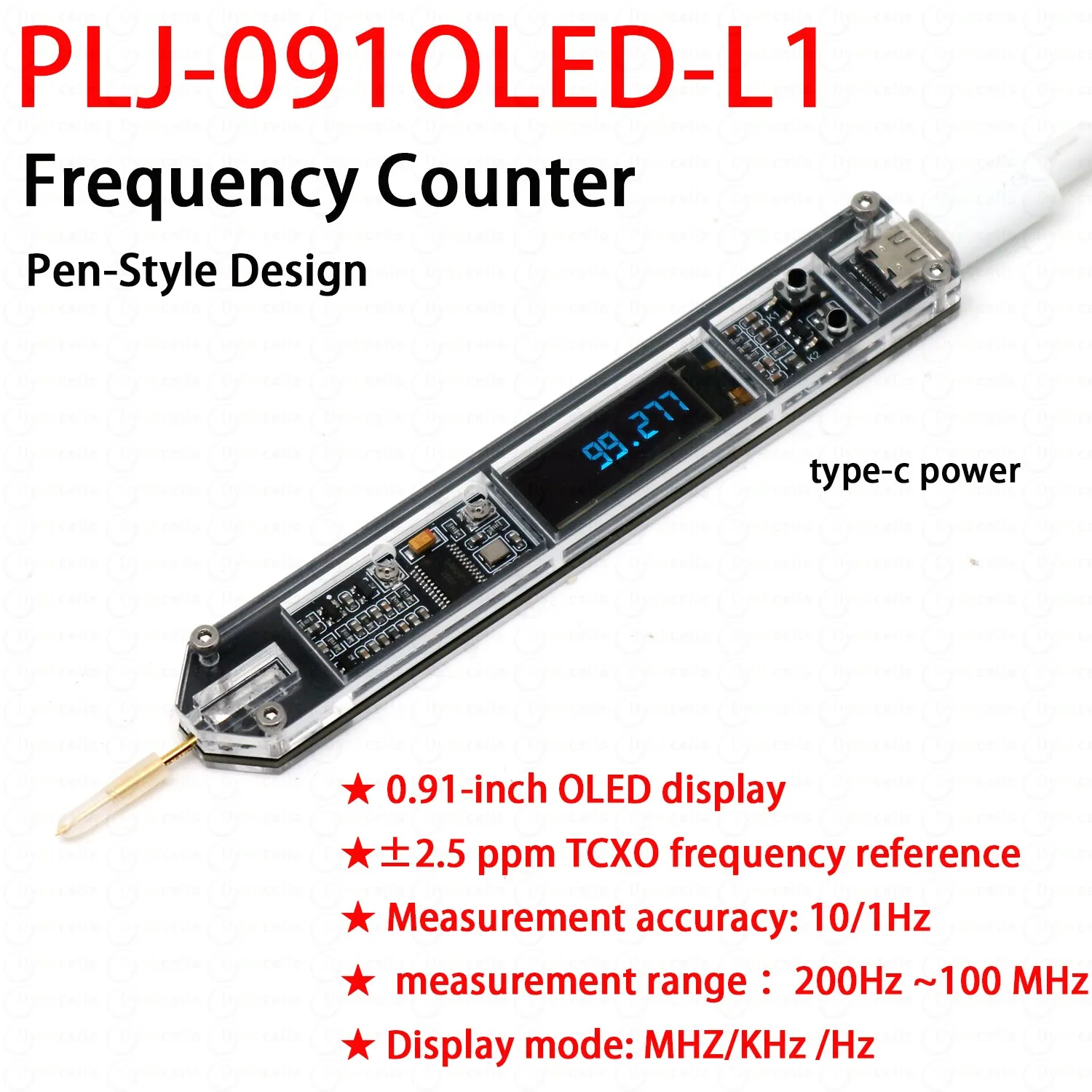 200Hz to 100MHz Pen-Style Frequency METER OLED Display High-Precision Frequency Counter FOR RF Measurement Ham radio transceiver