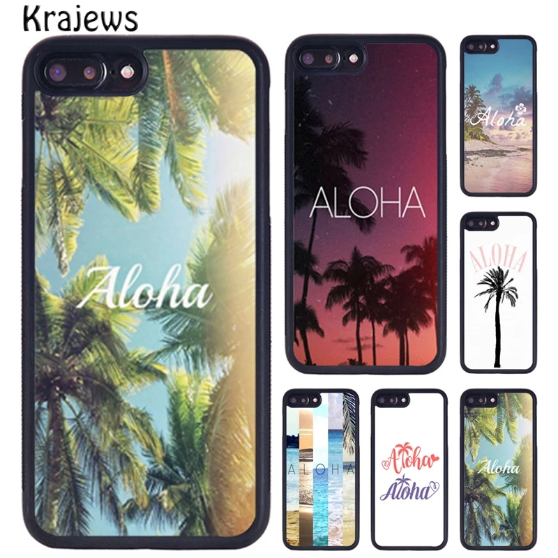 Krajews Aloha Palm Trees Summer Phone Case For iPhone 16 15 14 X XR XS 11 12 mini 13 Pro MAX Plus cover shell coque