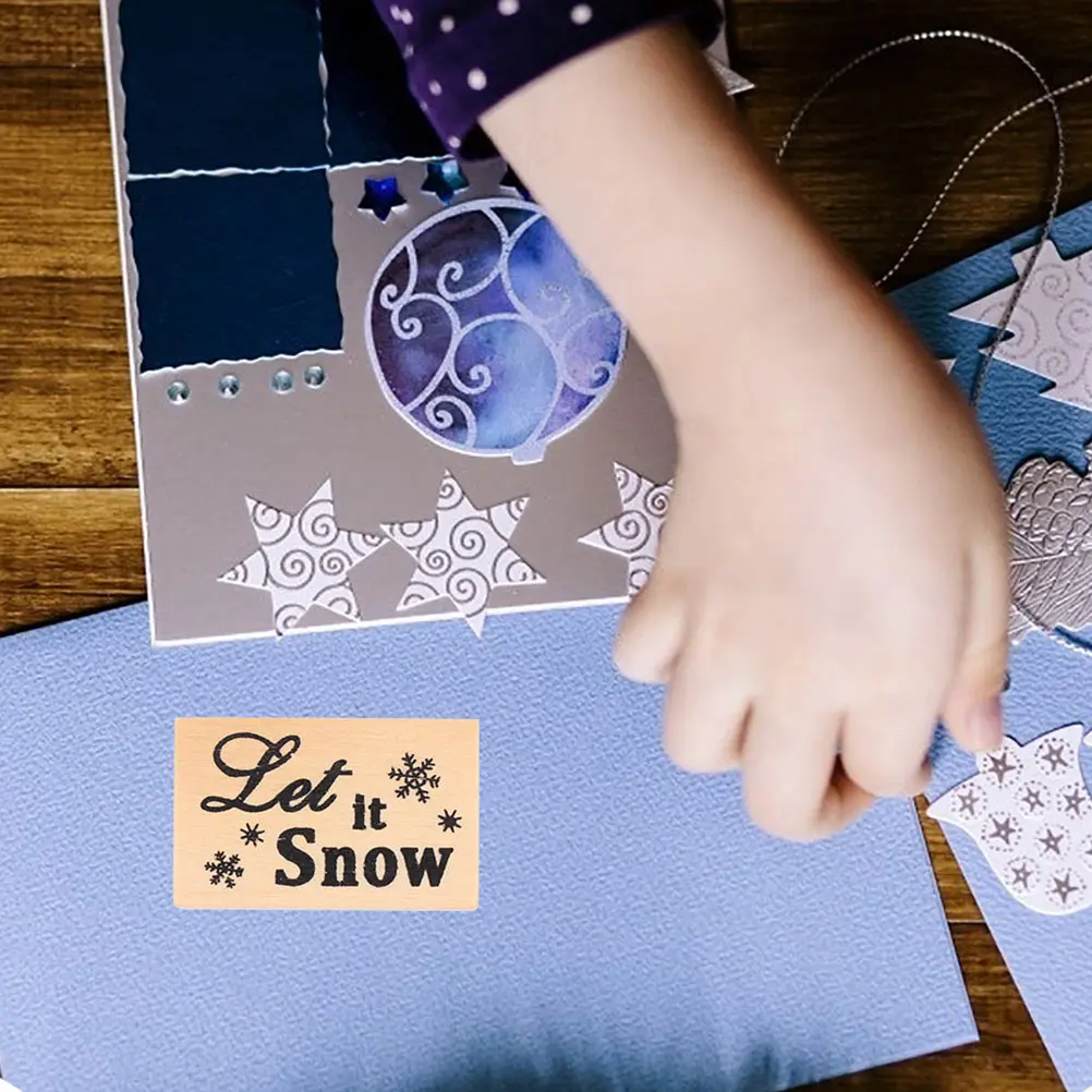 

3pcs Wooden Christmas Stamps Snow Scrapbook Seals Diy Craft Stamps For Durable Wood Seal Set Creative Gift