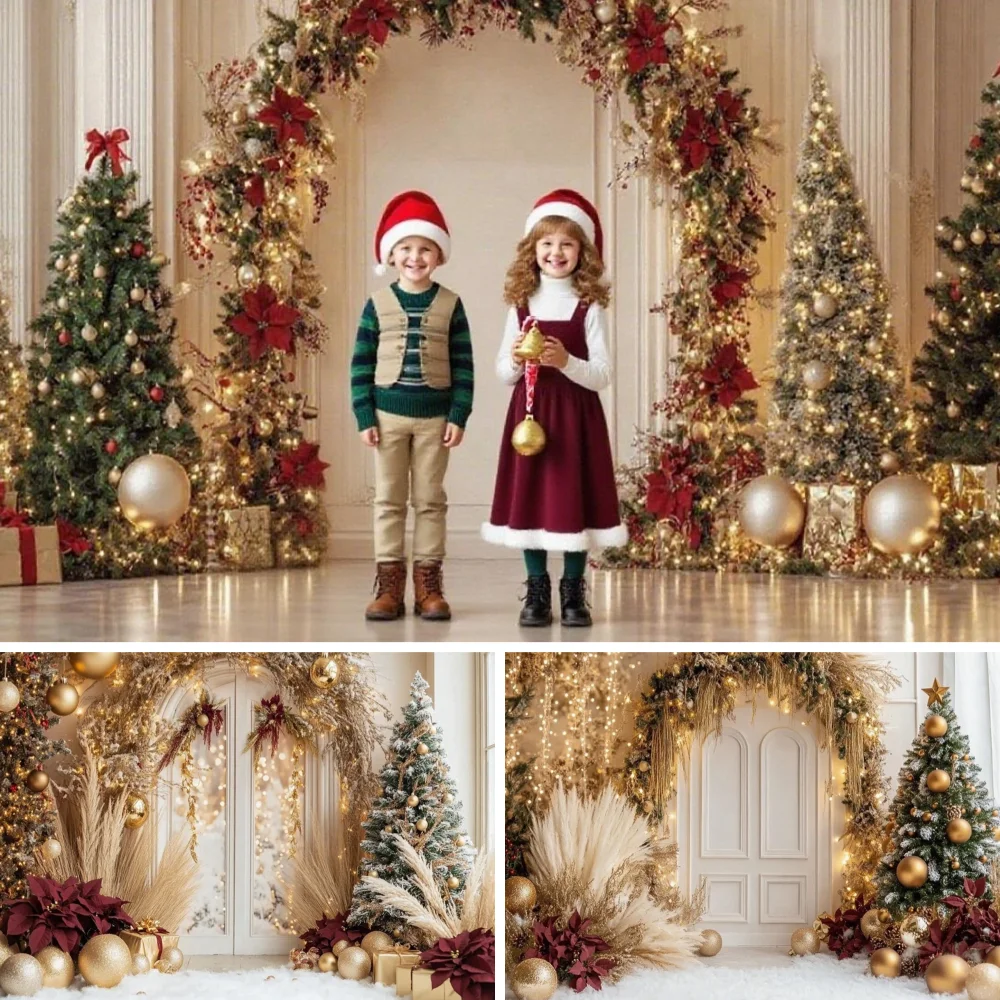 

Merry Christmas Photography Background Winter Xmas Tree Gifts Holiday Party Family Kids Portrait Backdrop Photo Studio Supplies