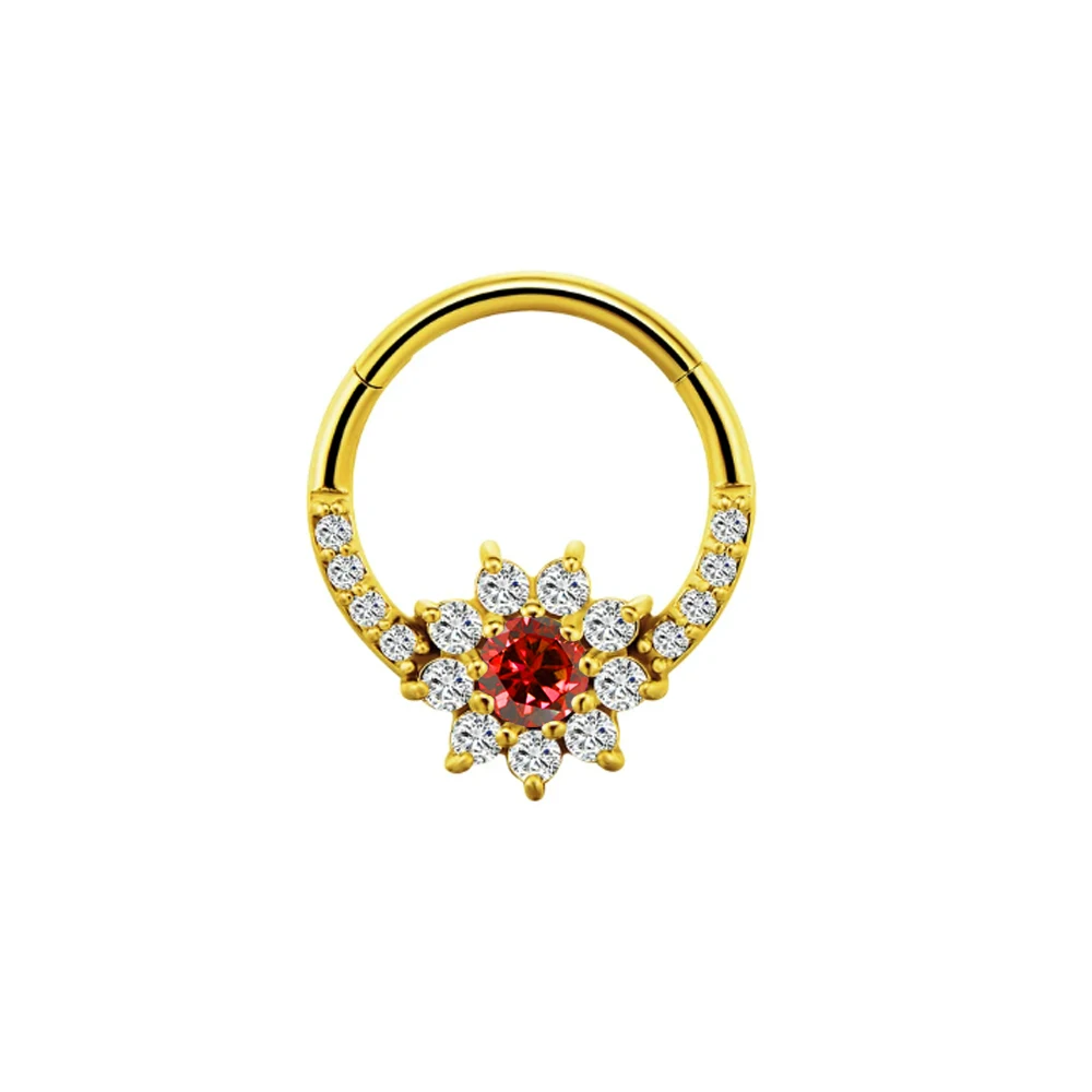 Zircon Clicker Daith Piercing Nose Ring, Surgical Steel