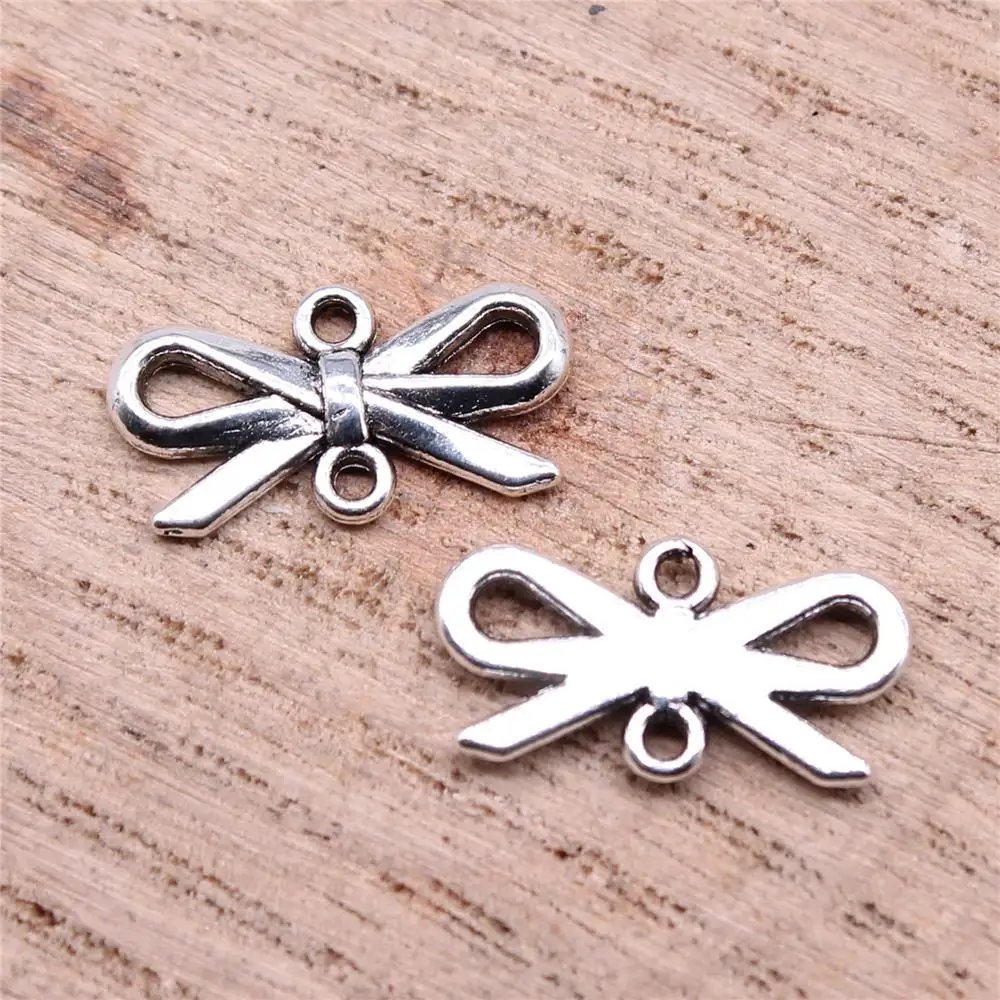 Wholesale 400pcs/bag 16x8mm Bow-Knot Connector Charms Wholesale Antique Silver Color Zinc Alloy Charms Wholesale