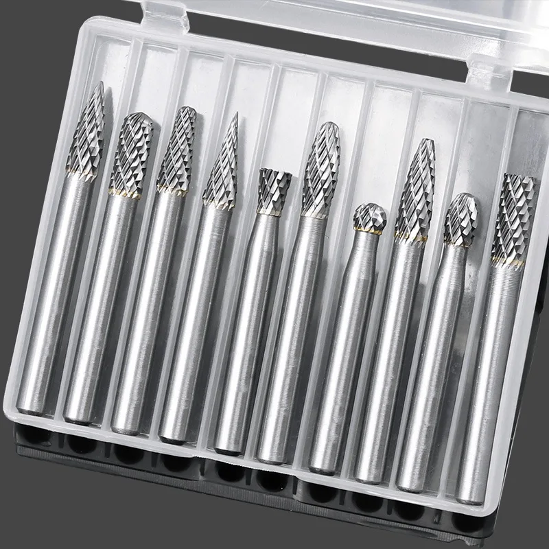 Tungsten Steel Carbide Rotary File 6mm Shank 6x6 Electric Grinding Accessories Tungsten Steel Grinding Head, Double Pattern Mill