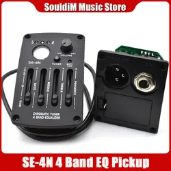 SE-4N 4 Band EQ Acoustic Guitar Preamp with Round Digital Procedding Tuner Equalizer Guitar Pickup Rubber Oil Black