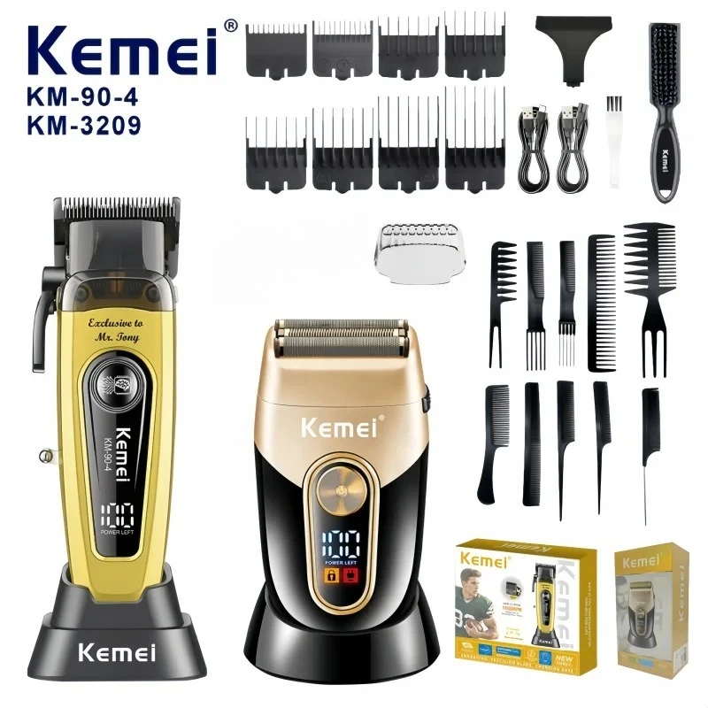 

Kemei KM-90-4 KM-3209 Профессиональная машинка для стрижки волос для салона Беспроводной триммер для волос Бритва для бороды Машинка для стрижки лысины Бритва