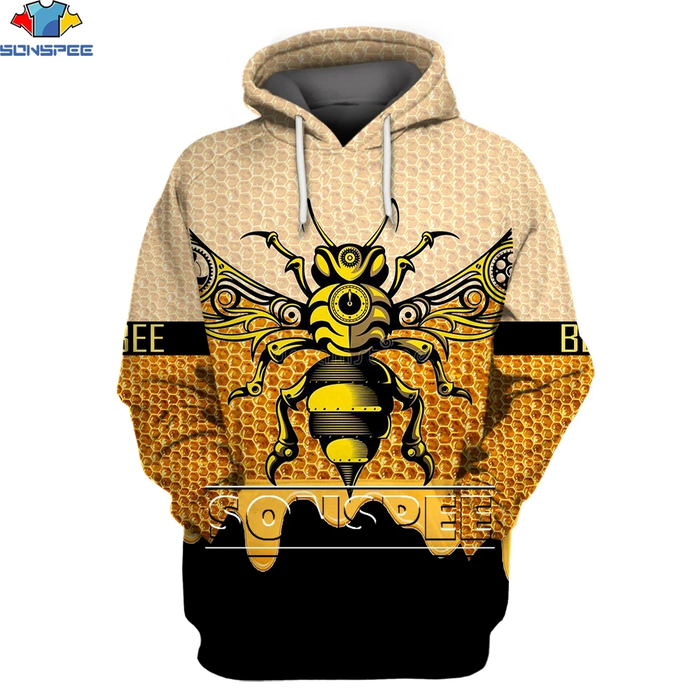 

SONSPEE Autumn Fashion Retro Hoodies Beautiful Bee Keeper Insect 3D Printed hoodies Unisex Pullover Casual Harajuku Streetwear