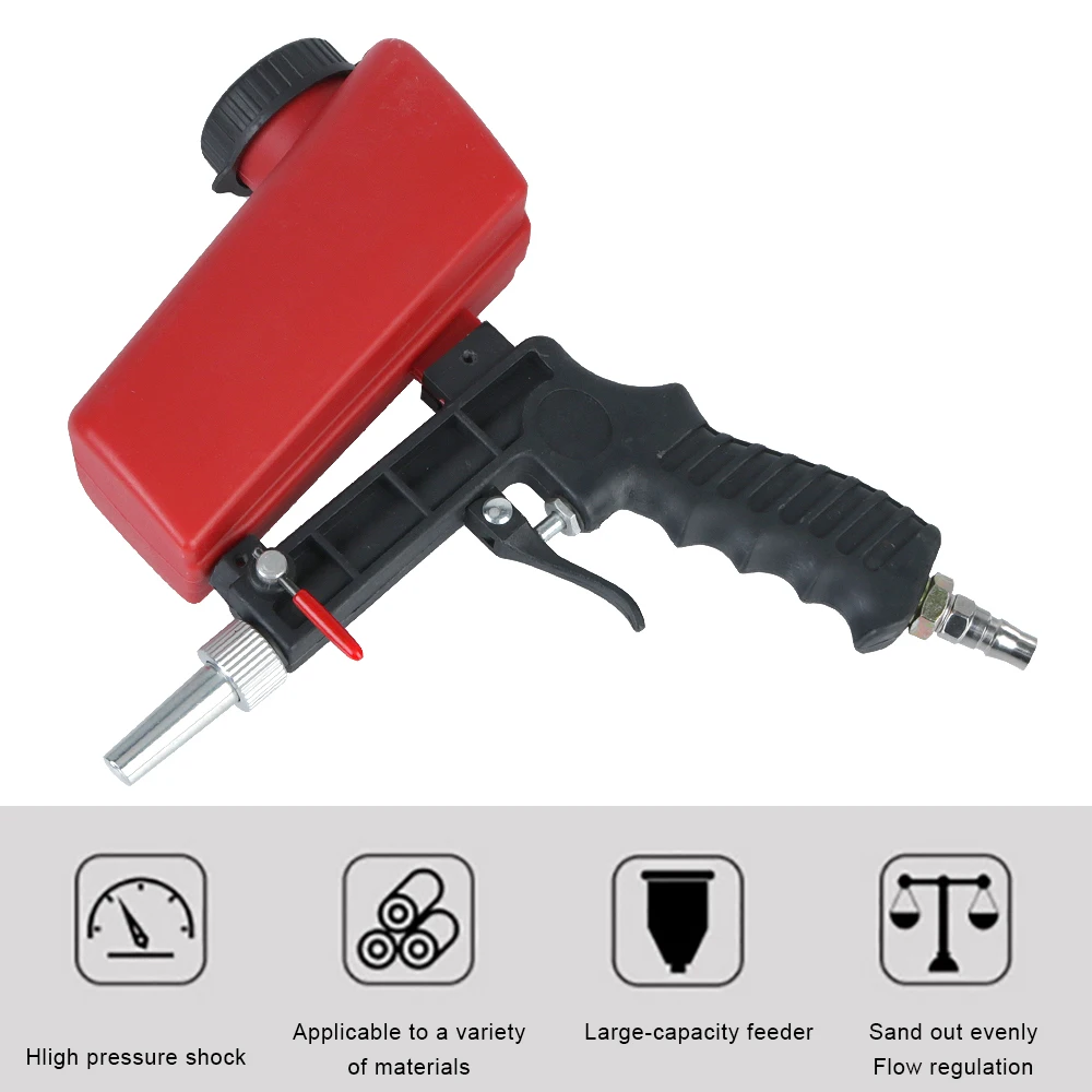 Handheld Pneumatic Blasting Gun Set Small Sand Blasting Machine Adjustable 90psi Sandblasting Gun Portable Gravity Sand Blaster
