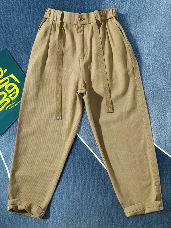 

Мужские рабочие брюки American Sle из чистого хлопка, модные ретро-брюки в стиле харлан, повседневные прямые брюки с пуговицами на талии, хлопок