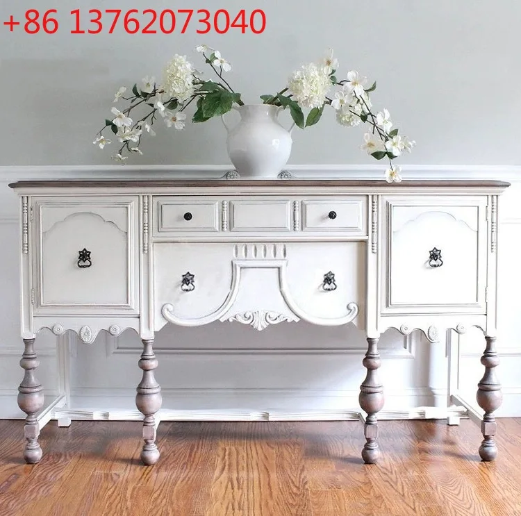 French retro solid wood carving flower entry porch cabinet living room partition locker