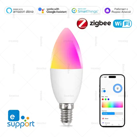 Ewelink E14 Smart Wifi Led Light Bulb Zigbee RGBCW Candle Lamp 5W Works With Alexa Amazon Google Home Yandex Alice Smartthings
