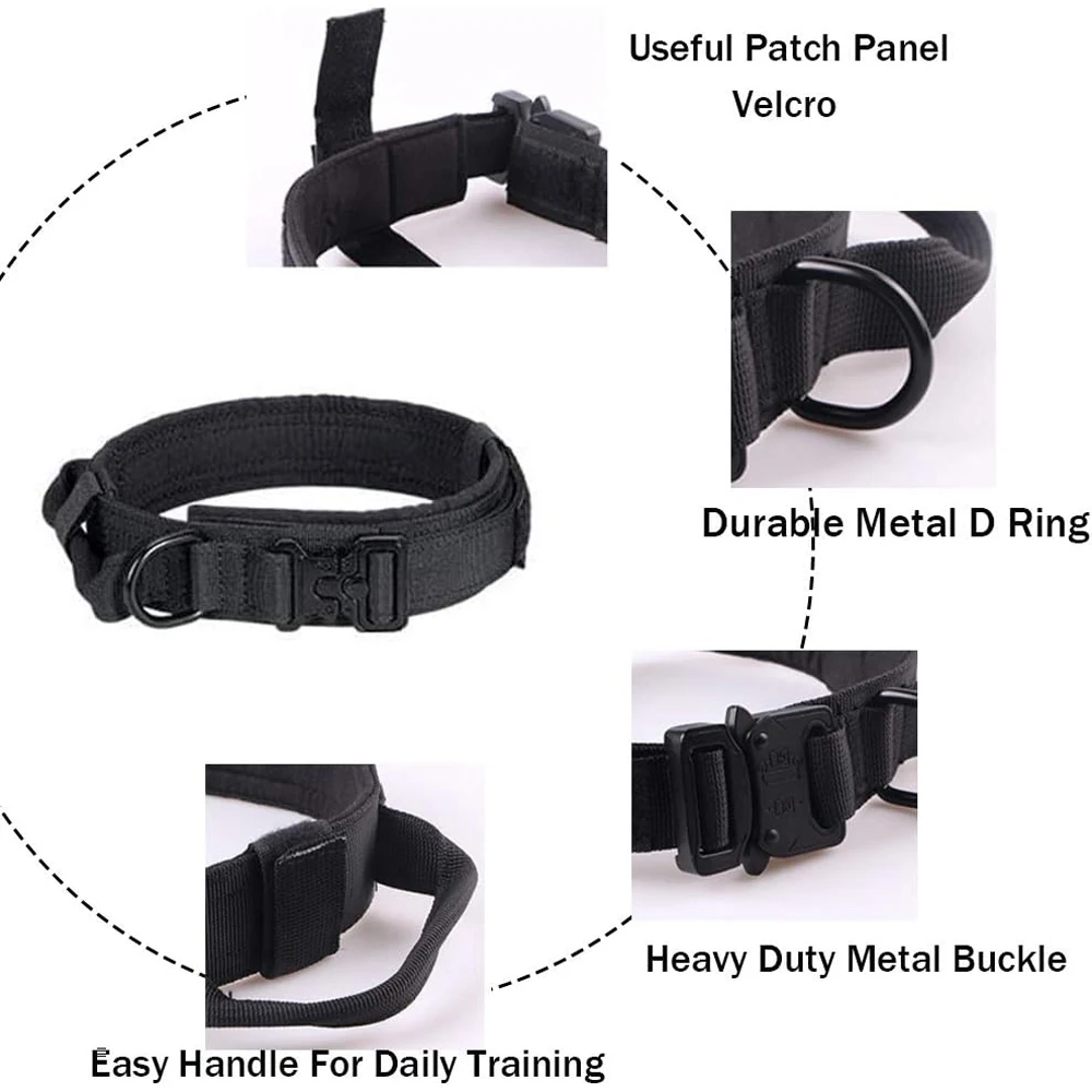 Dog Collar And Leash Set Adjustable Military Training Nylon Dog Collar Military Tactical Dog Collar Adjustable Dog Collar 1PC