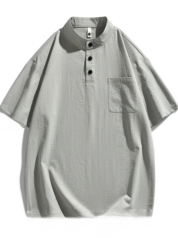 メンズ オルト スヴェ T-irt ルーズフィット クイドライ スポーツ スモール スタンドカラー サマー ファッション アーバン スタイル ポリエステル繊維 プラスサイズ