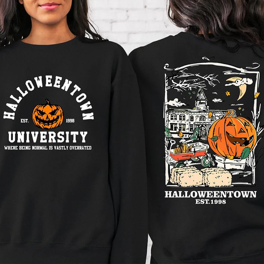 Halloweentown Est 1998 Back and Front Sweatshirt Retro Halloween Town Sweater Halloweentown University Halloween Fall Sweatshirt