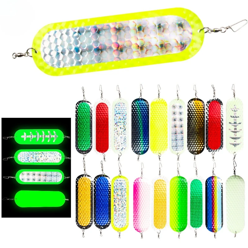 23cm80g Metal Trolling Flasher con colores vibrantes salmón trucha pesca señuelo cebo Flash atractor vehículo Flasher cebo para atún