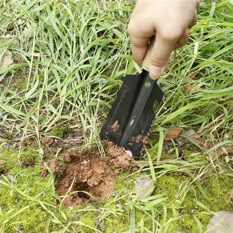 Aço jardinagem pá com chave, Pá do exército multifunções ao ar livre, Pá Sobrevivência Militar, Camping Garden Digging Tools