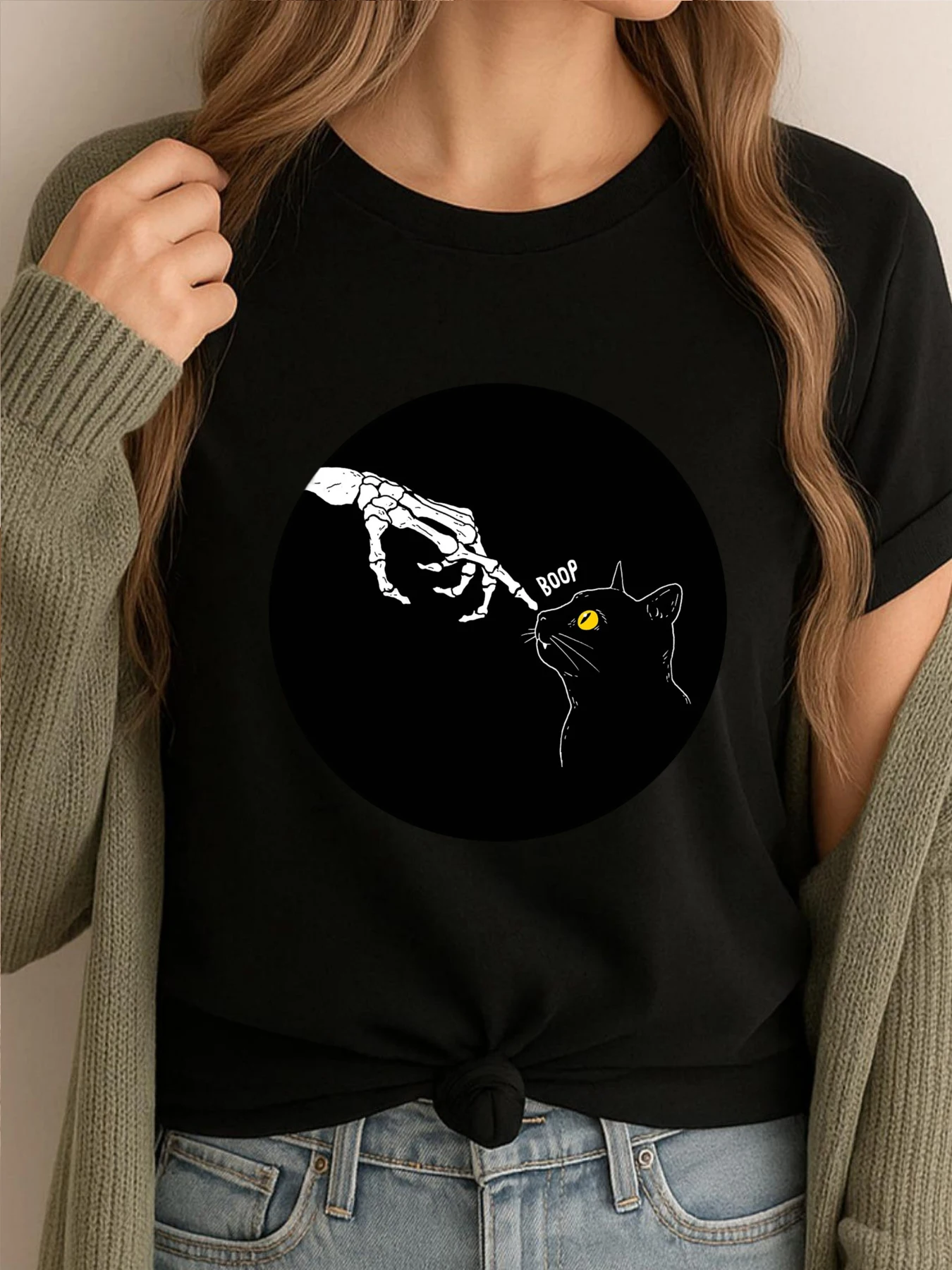 

Черная футболка Spooky Boop, рубашка с рисунком, мужская удобная футболка, футболки с принтом алфавита, мужская дизайнерская одежда