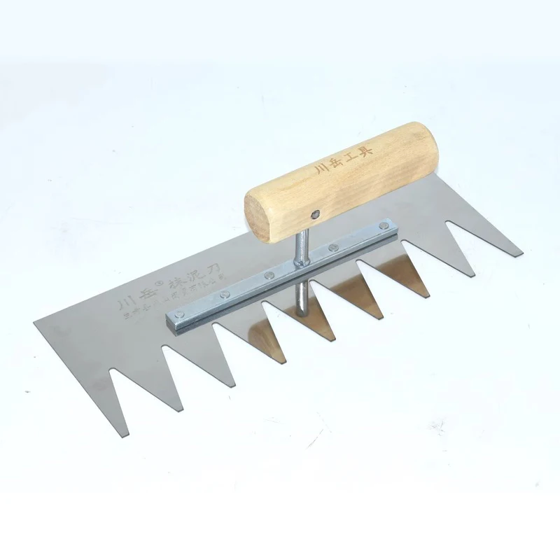 V-Notched 11×4.3inches Stainless Steel Blade Plastering Trowel Concrete Cement Drywall Tile Masonry Construction Hand Tool