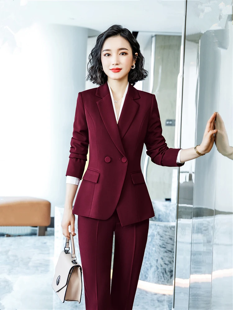 Women\'s Elegant Suits Pants And  Formal Blazer Set 2 Pieces Business Outfits For Office Ladies Suit Sets Fall 2022