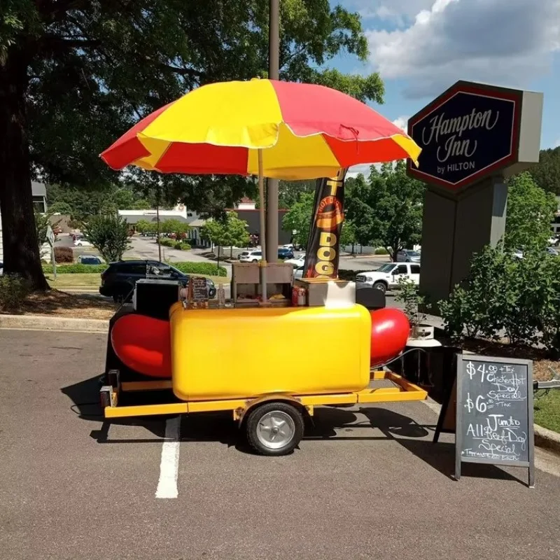 best seller Hot dog stand with wheelbarrow with grill fryer towing hamburger hot dog food cart