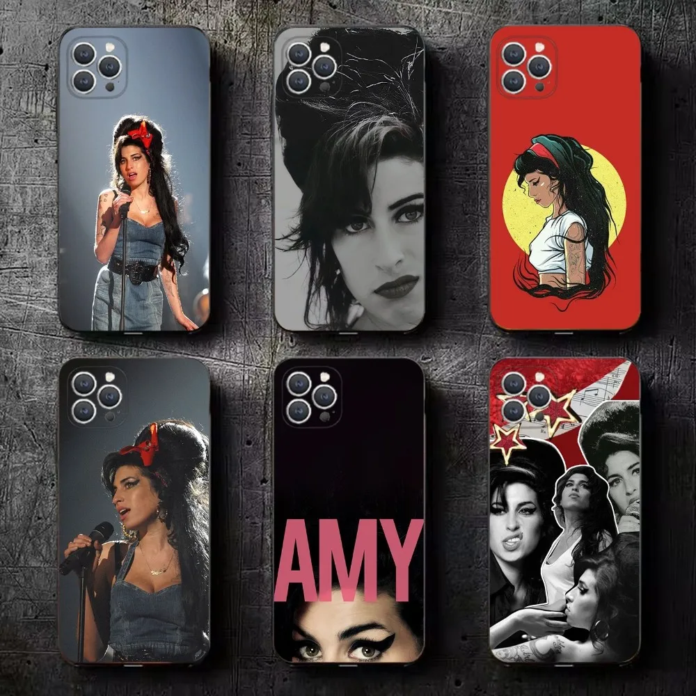 

Singer Amy W-Winehouse Phone Case For iPhone 16,15,14,13,12,11,Plus,Pro Max,XS,X,XR,SE,Mini,8,7 Soft Silicone Black Cover