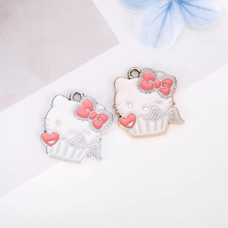 

20pcs Hello Kitty Accessories Cartoon Anime Cute KT Women Bag Charm Keychain Phone Case Decoration Material Girl Gift Wholesale