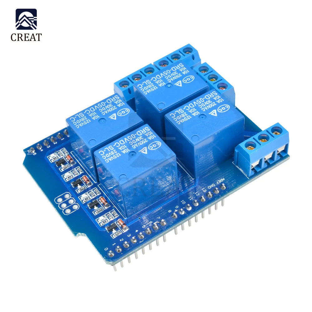 5V 4CH 4 CH Channel Relay Swtich Shield V2.0 Expander Expansion Drive Board for Arduino R3 Development Driver Module One