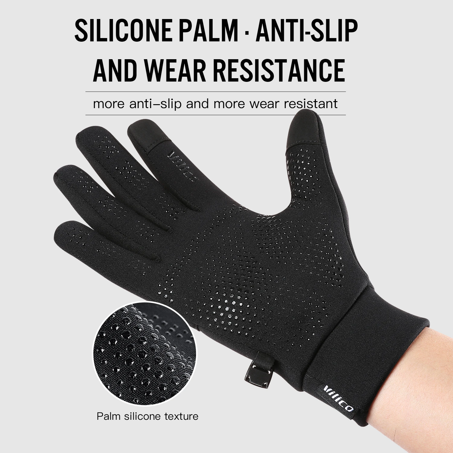 Unisex Winter Thermal Warm Gloves Touch Screen Windproof Anti‑Slip Elastic Cuff Gloves for Men Women Outdoor Cycling Hiking