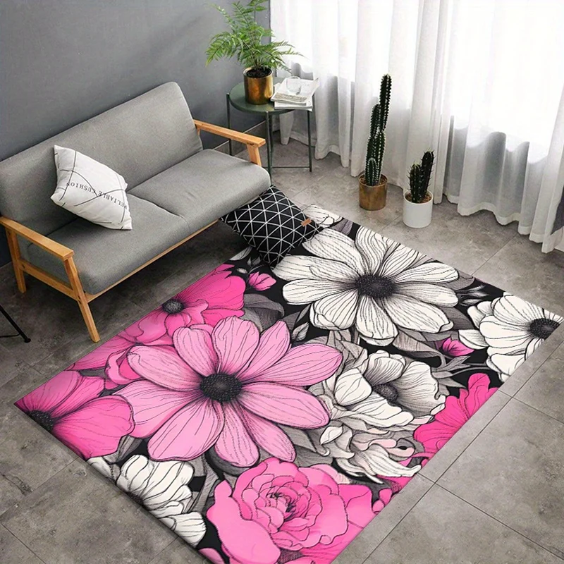 

Роскошный ковер с цветочным принтом — нескользящий, мягкий полиэстеровый ковер для декора гостиной или спальни, напольный коврик Crystal Velvet