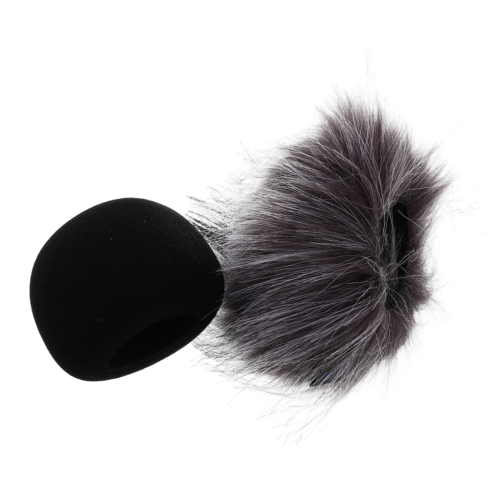 

2pcs Microphone Windscreen Furry Covers Sponge Gray White Long Hair Wind Blocking Noise Reduction Soft Comfortable Easy Clean