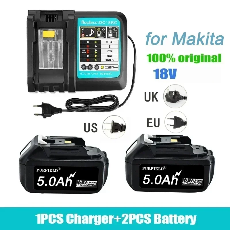 

100% для Makita 18 В 5,0 Ач, оригинальная литий-ионная аккумуляторная батарея, сменные батареи для дрели BL1860 BL1830 BL1850 BL1860B