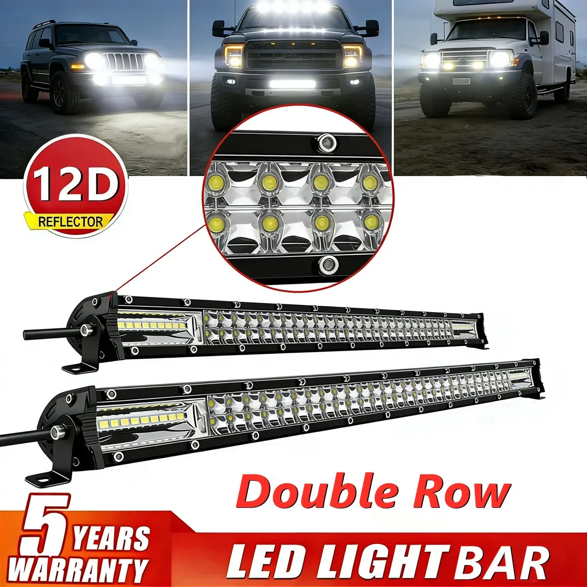 Super Slim 12D 8 15 20 LED Light Bar Spot Flood 60W 120W 180W 4x4 Led Bar for ATV SUV Offroad LED Work Light 12V 24V
